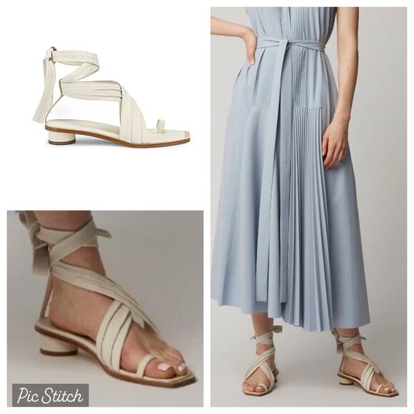 Tibi Shoes - Revolve Tibi Miles Ivory Leather Ankle Wrap Strap Sandals 37= Sz 7 US EUC Vibram